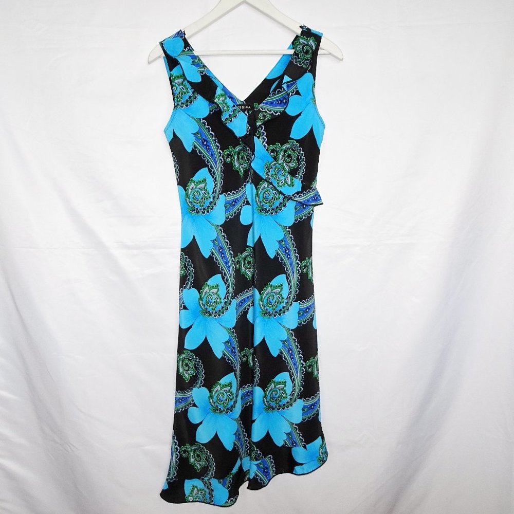 Jessica Y2K Turquoise Paisley Floral Print Dress